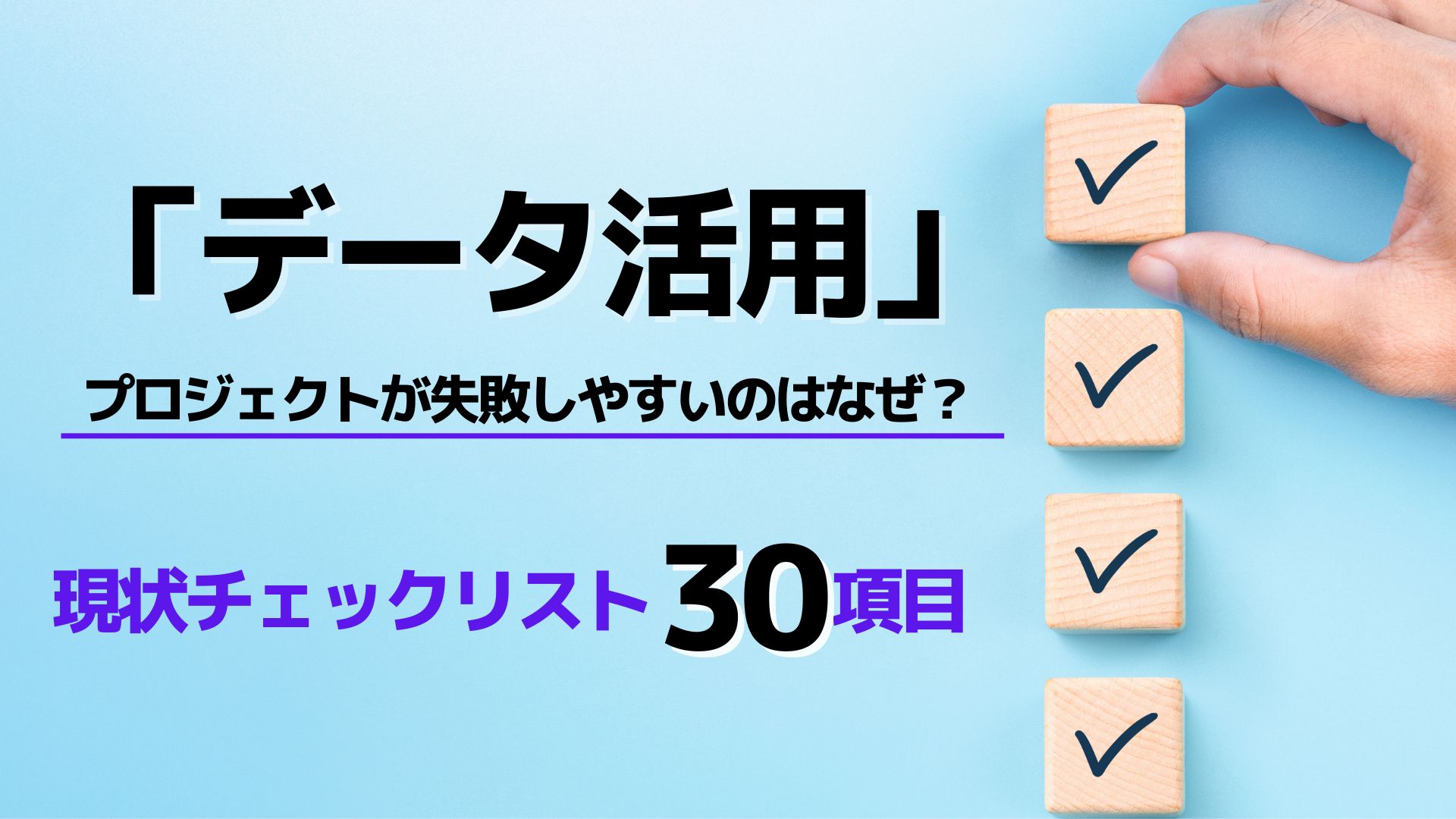 データ活用プロジェクトの現状チェックリスト 30項目。課題発掘やトラブルの予防策に役立つ資料をご紹介。